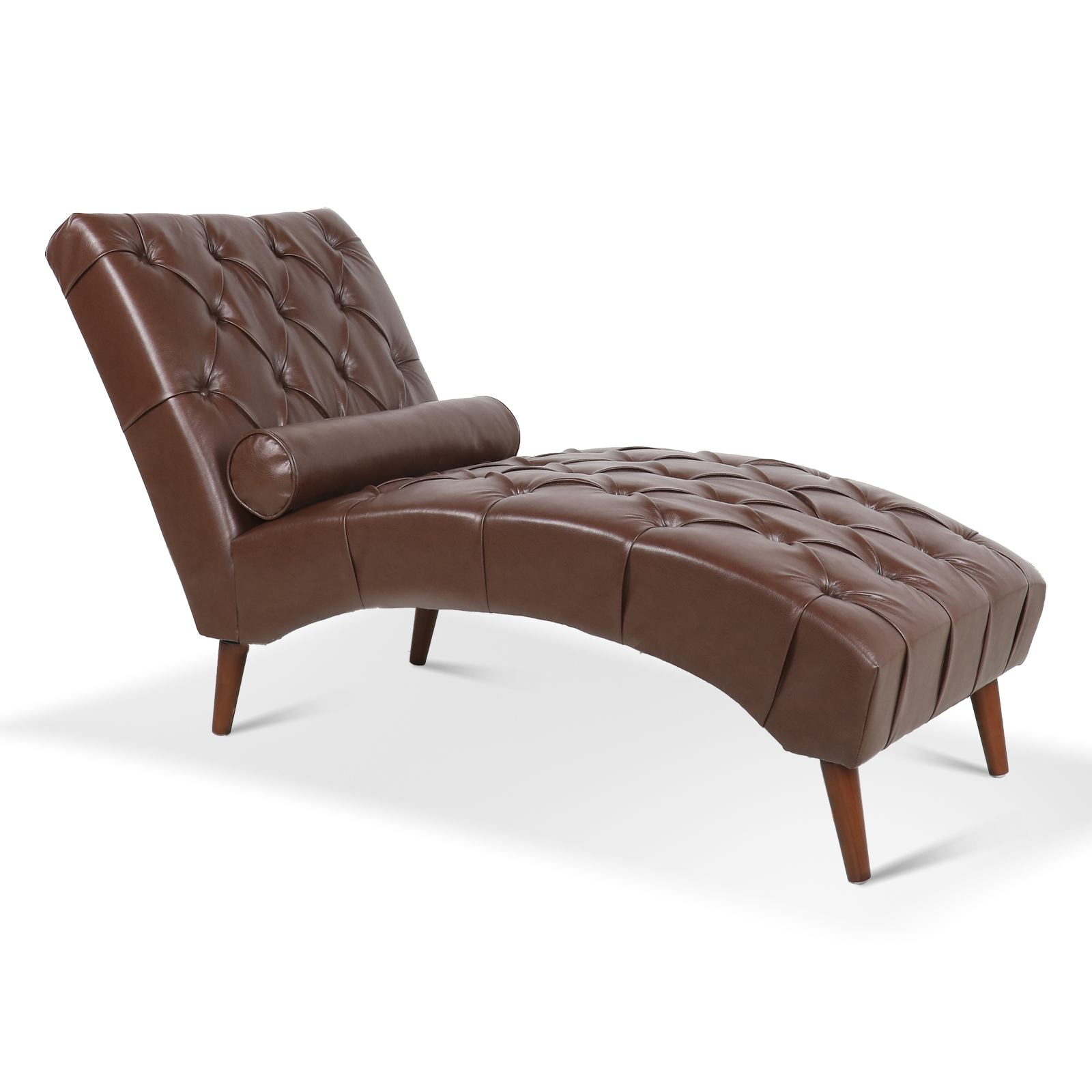 Upholstered Chaise Lounge Dark Brown Pu