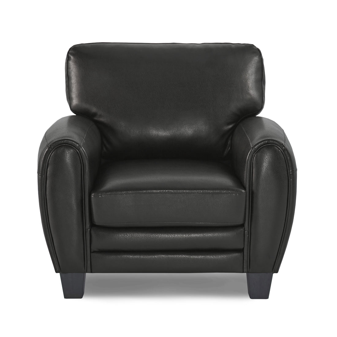 Modern Living Room Furniture 1Pc Chair Black Faux Leather Covering Retro Styling Furniture Black Primary Living Space Contemporary,Modern,Retro Solid Wood