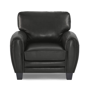 Modern Living Room Furniture 1Pc Chair Black Faux Leather Covering Retro Styling Furniture Black Primary Living Space Contemporary,Modern,Retro Solid Wood