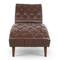 Upholstered Chaise Lounge Dark Brown Pu