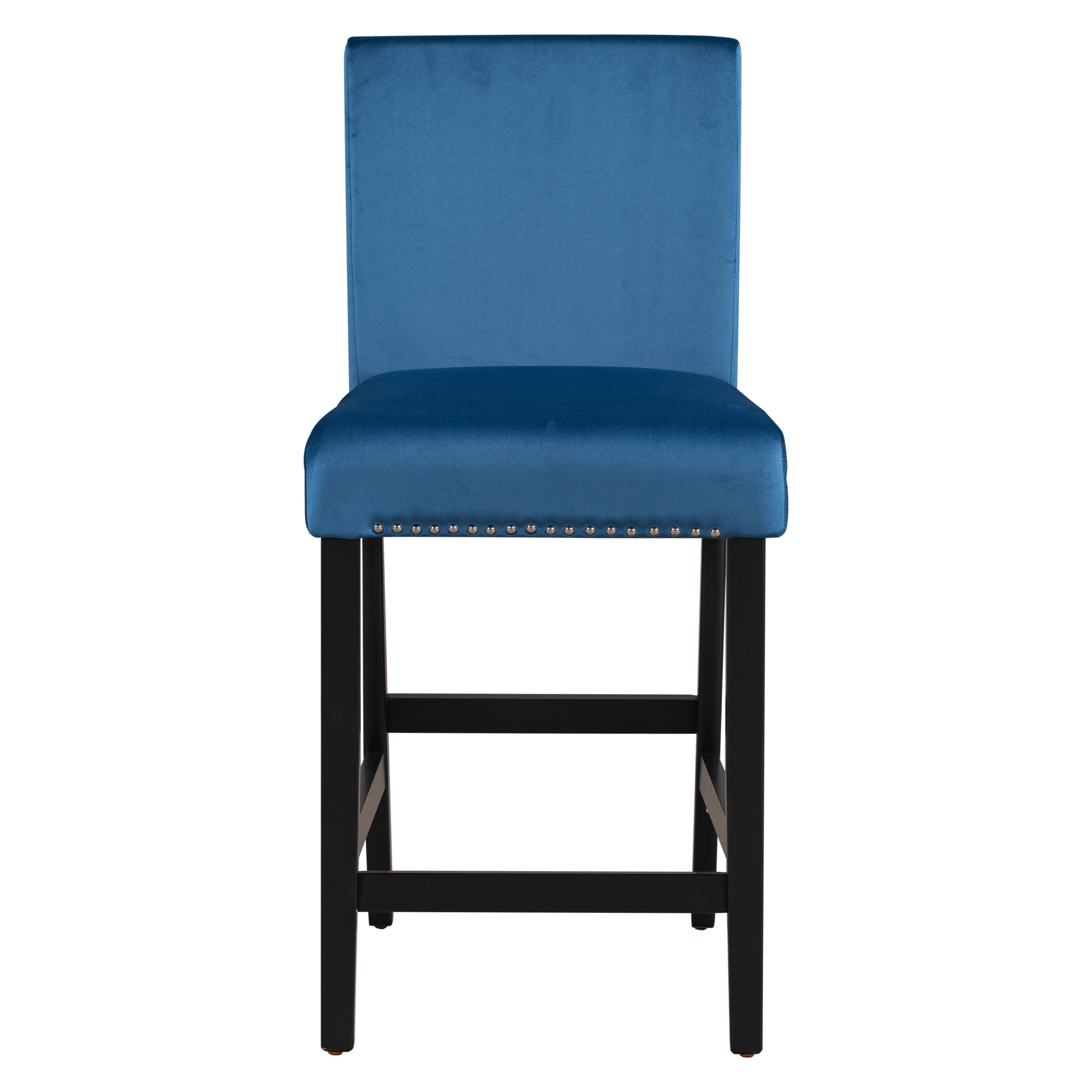 5 Piece Counter Height Dining Table Set With One Faux Marble Dining Table And Four Upholstered Seat Chairs, Table Top: 40In.L X40In.W, For Kitchen And Living Room Furniture,Blue Blue Mdf