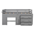 Twin Size Loft Bed With Cabinet And Shelf Gray Old Sku:Lp000501Aae Gray Solid Wood
