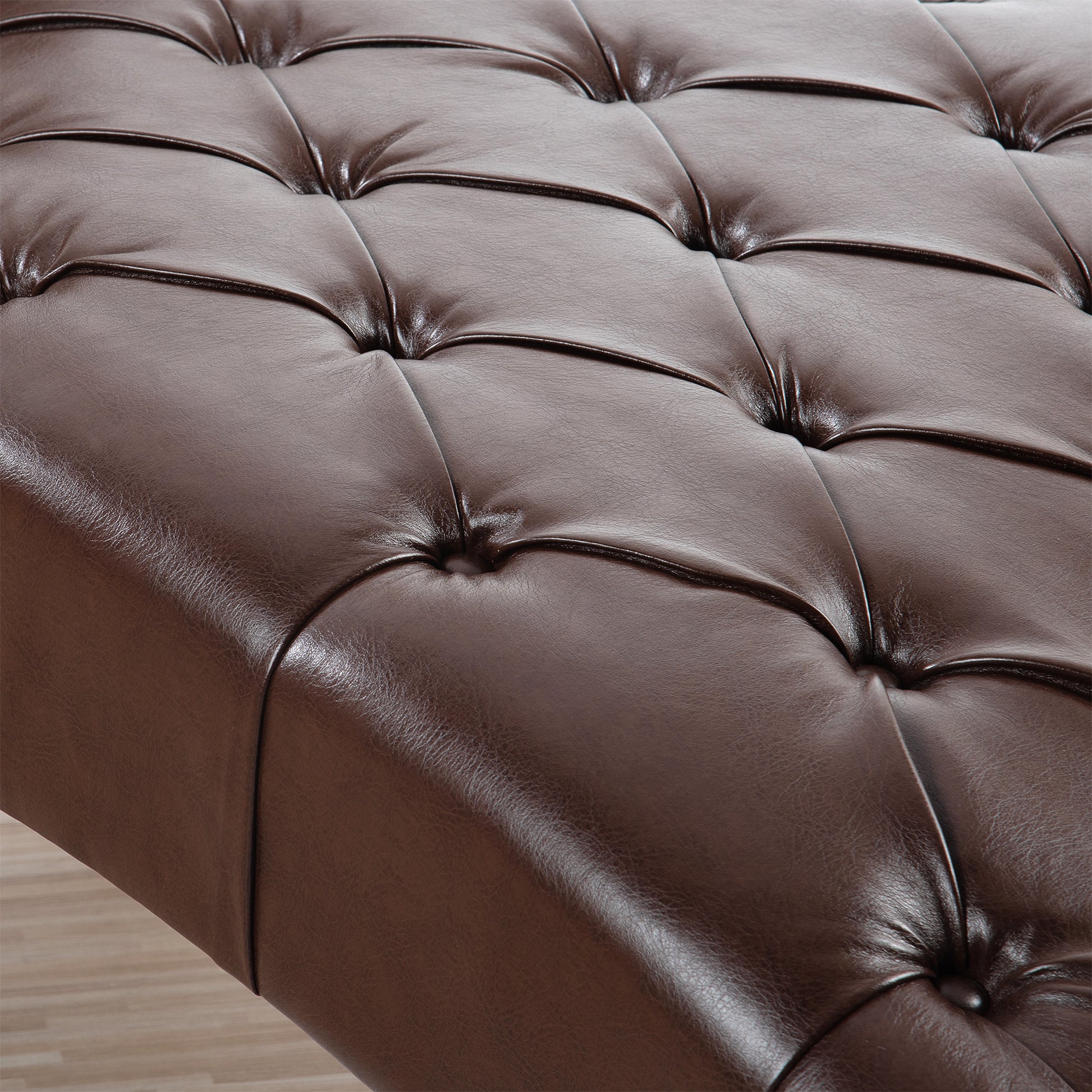 Upholstered Chaise Lounge Dark Brown Pu