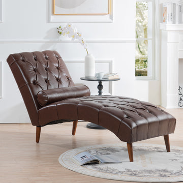 Upholstered Chaise Lounge Dark Brown Pu