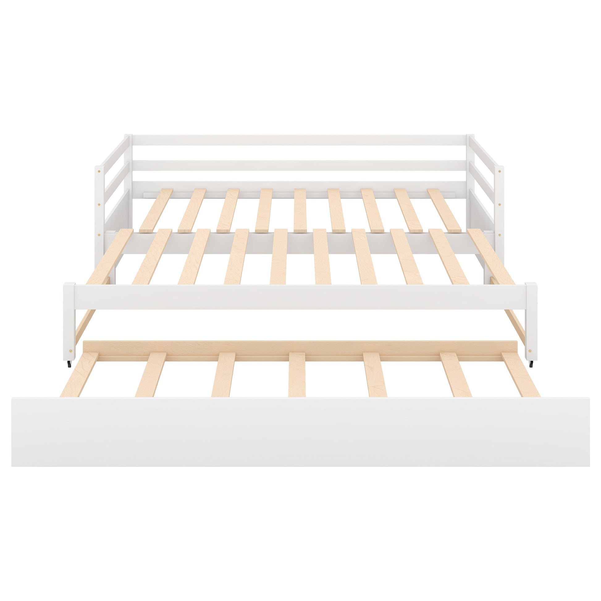 Twin Or Double Twin Daybed With Trundle,White Box Spring Not Required Twin White Wood Daybeds Pine