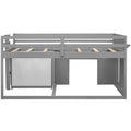 Twin Size Loft Bed With Cabinet And Shelf Gray Old Sku:Lp000501Aae Gray Solid Wood