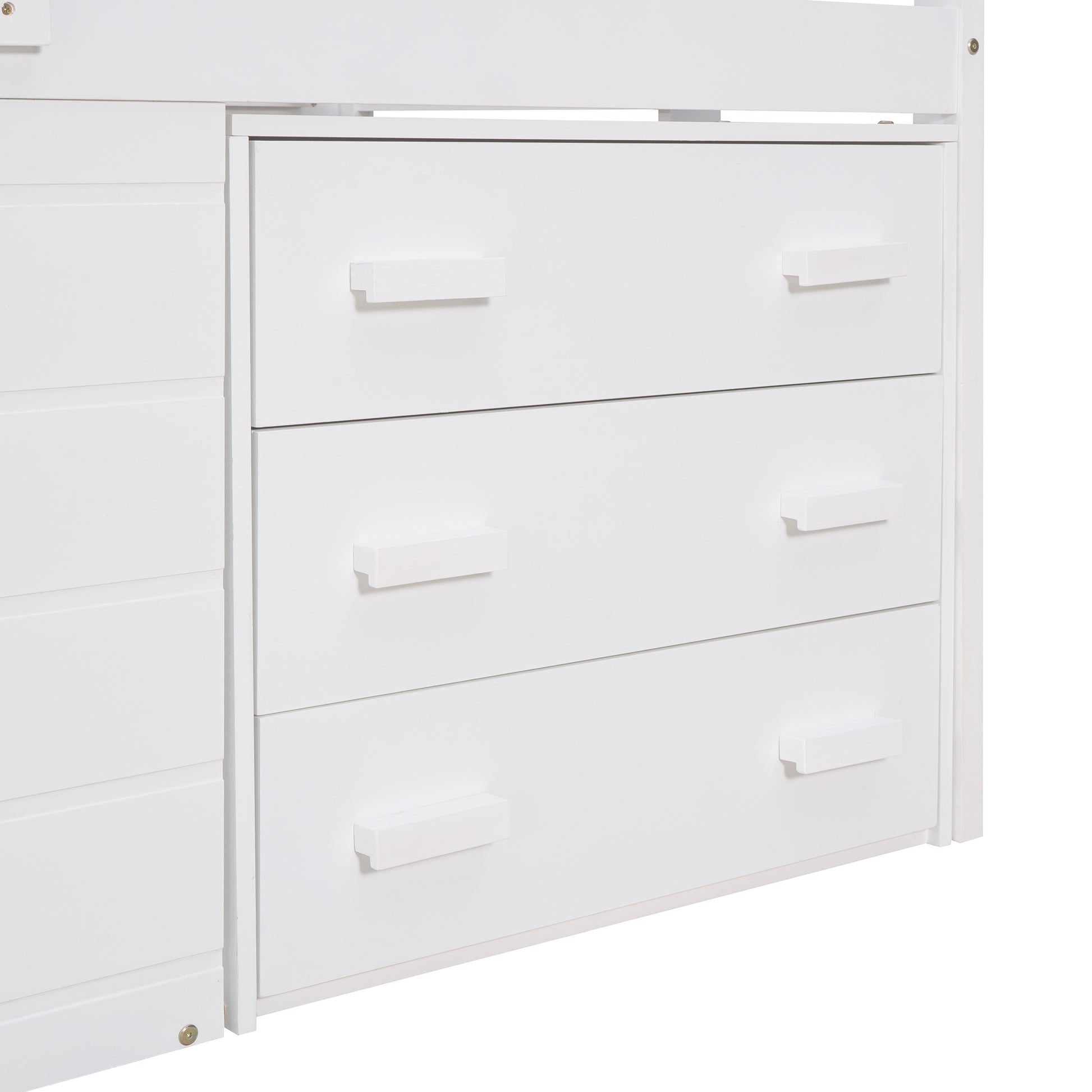 Twin Size Loft Bed With Cabinet And Shelf White Old Sku:Lp000501Aak White Solid Wood