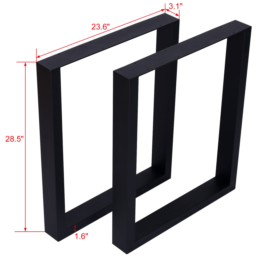 Square Table Legs 28X 24" ,Wide Metal Table Legsheavy Duty Steel Desk Legs Table Leg Dining Table Legs Coffee Desk Leg, Set Of 2 Black Steel