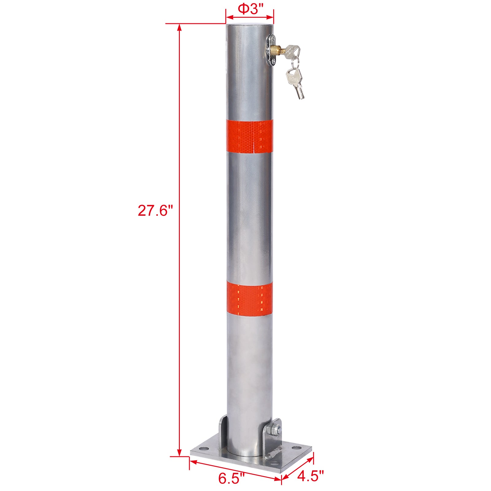 Parking Bollard,Pole Barrier With Lock ,Car Parking Protection Posts,Home Garage Street Decor ,Parking Barrier Round Gray Gray Steel