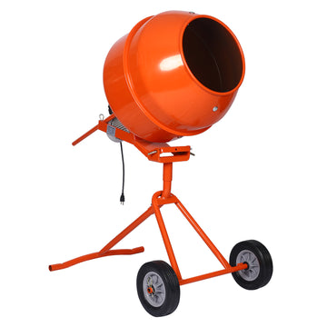 5.0 Cu. Ft. Portable Concrete Mixer,Electric Cement Mixer ,Etl Certificated Copper Motor Orange Steel