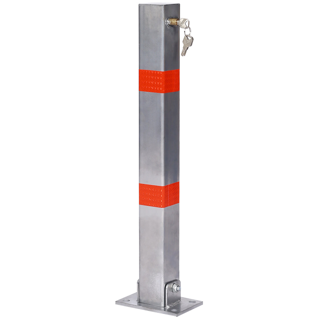 Parking Bollard,Pole Barrier With Lock ,Car Parking Protection Posts,Home Garage Street Decor ,Parking Barrier Square Gray Gray Steel