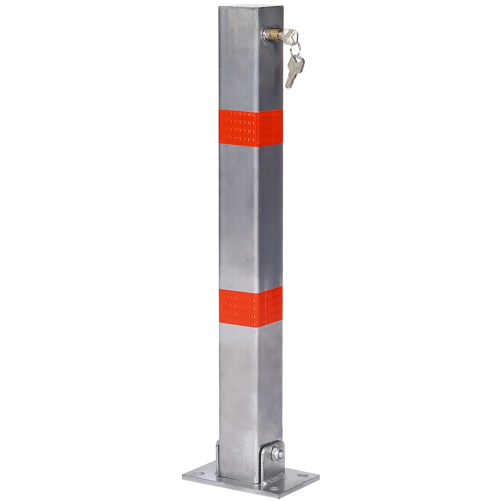 Parking Bollard,Pole Barrier With Lock ,Car Parking Protection Posts,Home Garage Street Decor ,Parking Barrier Square Gray Gray Steel