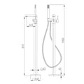 Freestanding Bathtub Faucet Single Handle Floor Mounted Tub Filler With Hand Shower In Black Matte Black Brass