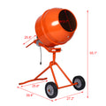 5.0 Cu. Ft. Portable Concrete Mixer,Electric Cement Mixer ,Etl Certificated Copper Motor Orange Steel
