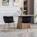Dining Chair Thickened Fabric Chairs With Wood Legs Set Of 2 Black Black Foam Fabric