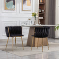 Dining Chair Thickened Fabric Chairs With Wood Legs Set Of 2 Black Black Foam Fabric