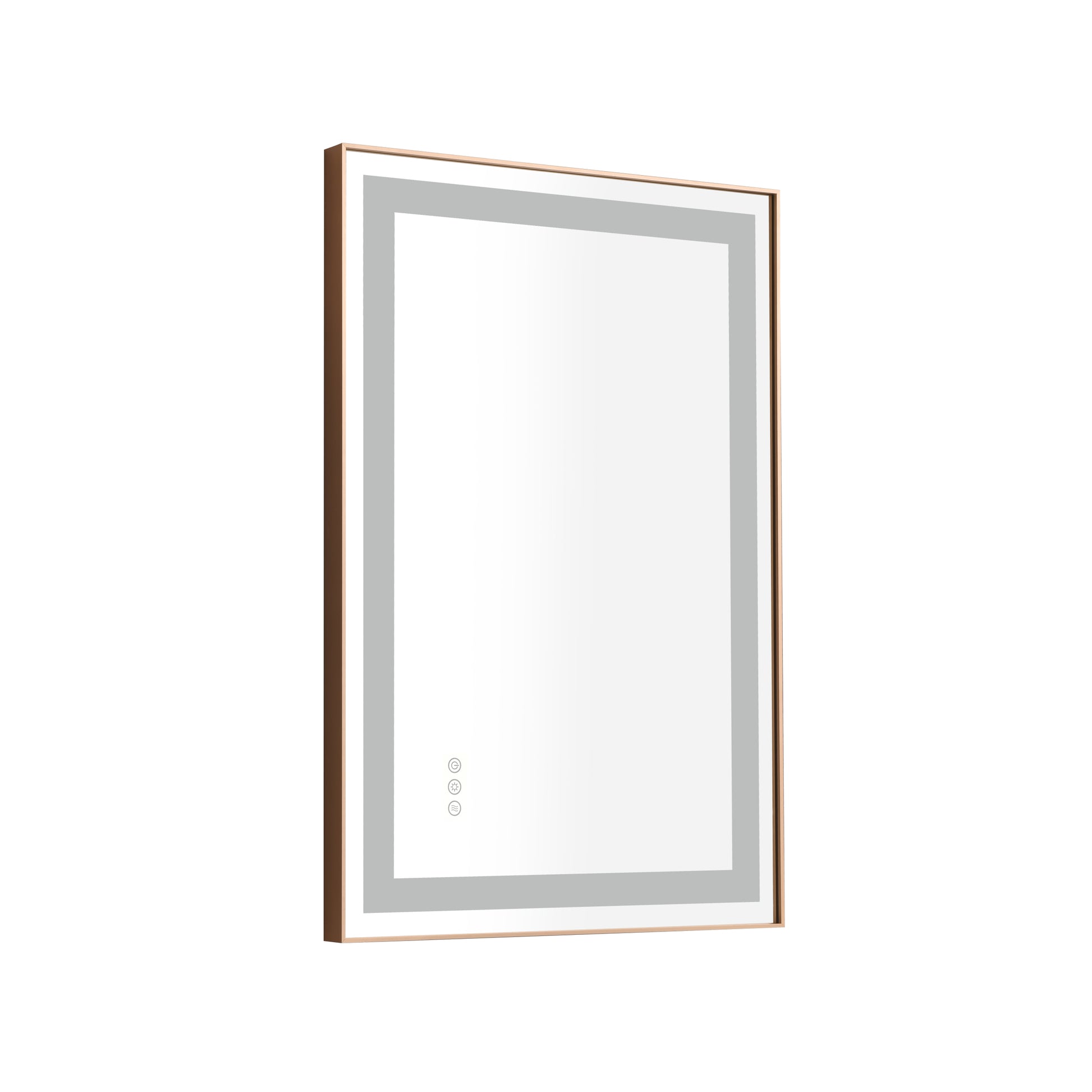 36*24 Led Lighted Bathroom Wall Mounted Mirror With High Lumen Anti Fog Separately Control Gold Aluminium