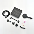 Shower Head, 10 Inch High Pressure Rainfall Shower Head Handheld Shower Combo With 11 Inch Extension Arm, 6 Settings Adjustable Anti Leak Shower Head With Holder Hose, Height Angle Adjustable Matte Black Metal