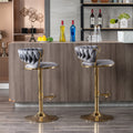 Set Of 2 Bar Stools,With Chrome Footrest And Base Swivel Height Adjustable Mechanical Lifting Velvet Golden Leg Simple Bar Stool Gray Gray Foam Fabric