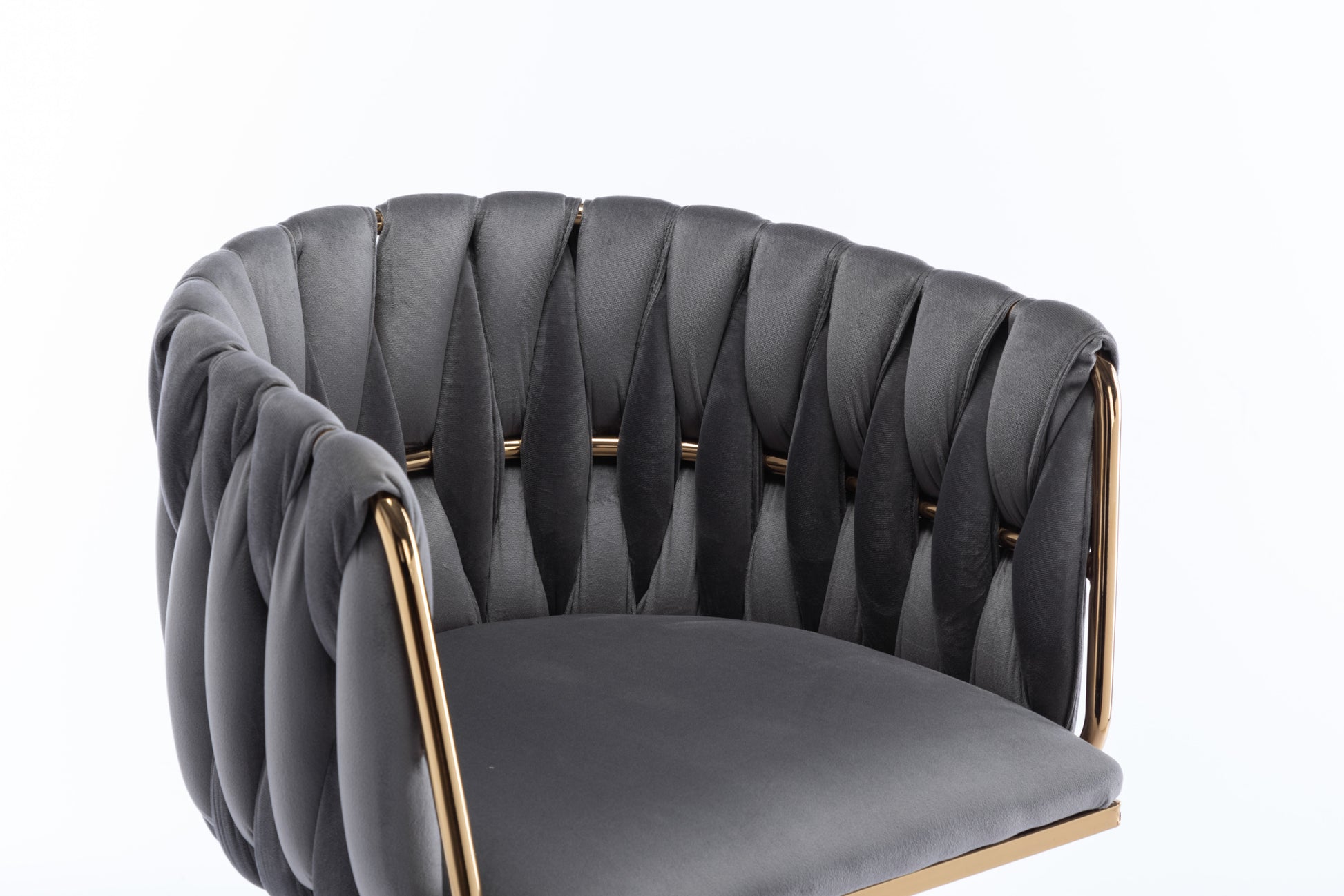 Set Of 2 Bar Stools,With Chrome Footrest And Base Swivel Height Adjustable Mechanical Lifting Velvet Golden Leg Simple Bar Stool Grey Grey Foam Fabric