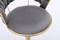 Set Of 2 Bar Stools,With Chrome Footrest And Base Swivel Height Adjustable Mechanical Lifting Velvet Golden Leg Simple Bar Stool Gray Gray Foam Fabric