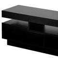 Tv Stand With 4 Open Shelves, Modern High Gloss Entertainment Center For 75 Inch Tv, Universal Tv Storage Cabinet With 16 Color Rgb Led Color Changing Lights, Black Black Particle Board