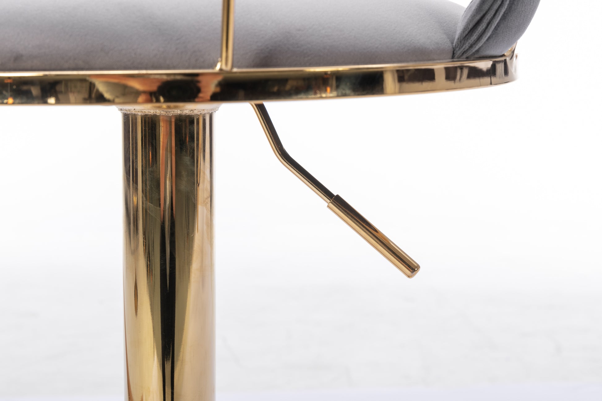 Set Of 2 Bar Stools,With Chrome Footrest And Base Swivel Height Adjustable Mechanical Lifting Velvet Golden Leg Simple Bar Stool Gray Gray Foam Fabric