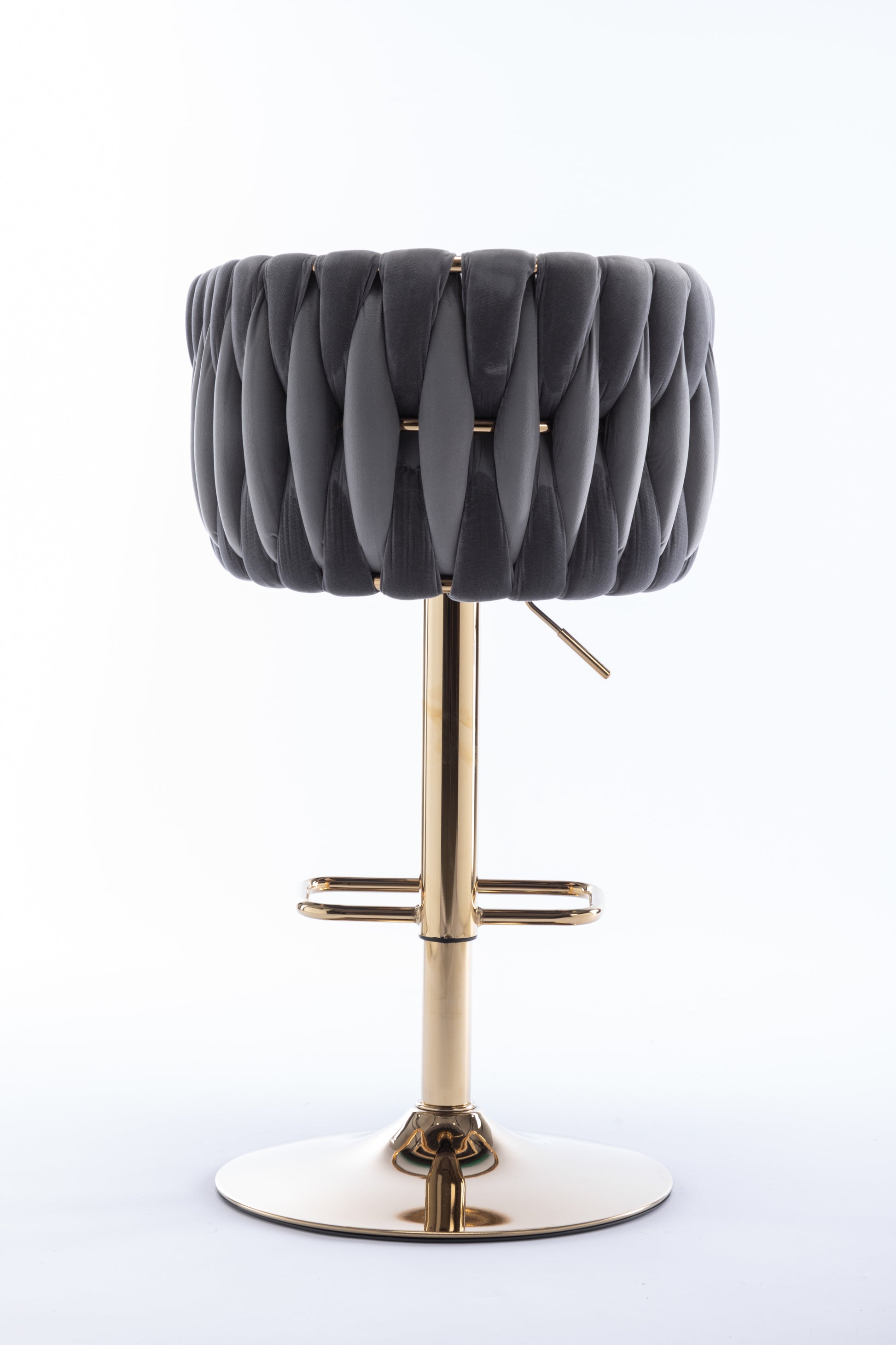 Set Of 2 Bar Stools,With Chrome Footrest And Base Swivel Height Adjustable Mechanical Lifting Velvet Golden Leg Simple Bar Stool Grey Grey Foam Fabric