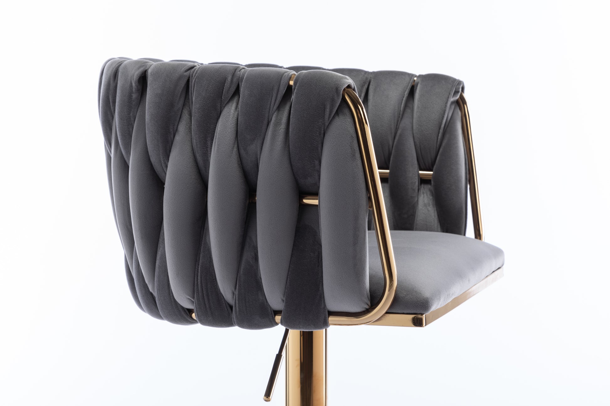 Set Of 2 Bar Stools,With Chrome Footrest And Base Swivel Height Adjustable Mechanical Lifting Velvet Golden Leg Simple Bar Stool Grey Grey Foam Fabric