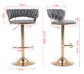 Set Of 2 Bar Stools,With Chrome Footrest And Base Swivel Height Adjustable Mechanical Lifting Velvet Golden Leg Simple Bar Stool Gray Gray Foam Fabric