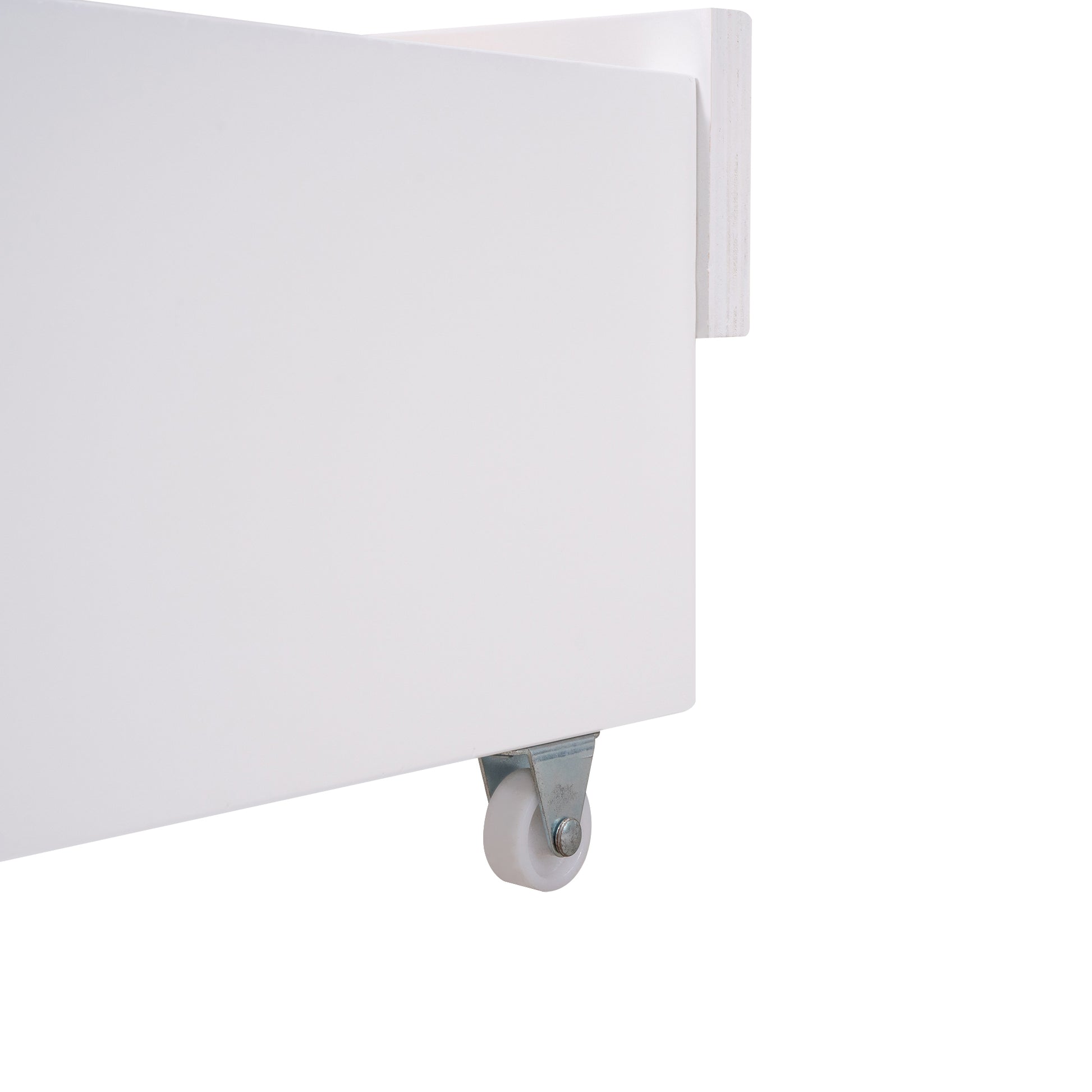 Queen Size Canopy Platform Bed With Twin Size Trundle And Three Storage Drawers,White White Pine