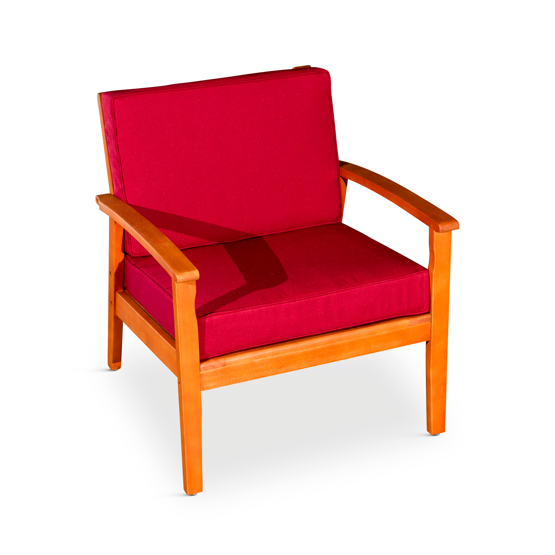 Deep Seat Eucalyptus Chair, Natural Oil Finish, Burdy Cushions Natural Eucalyptus