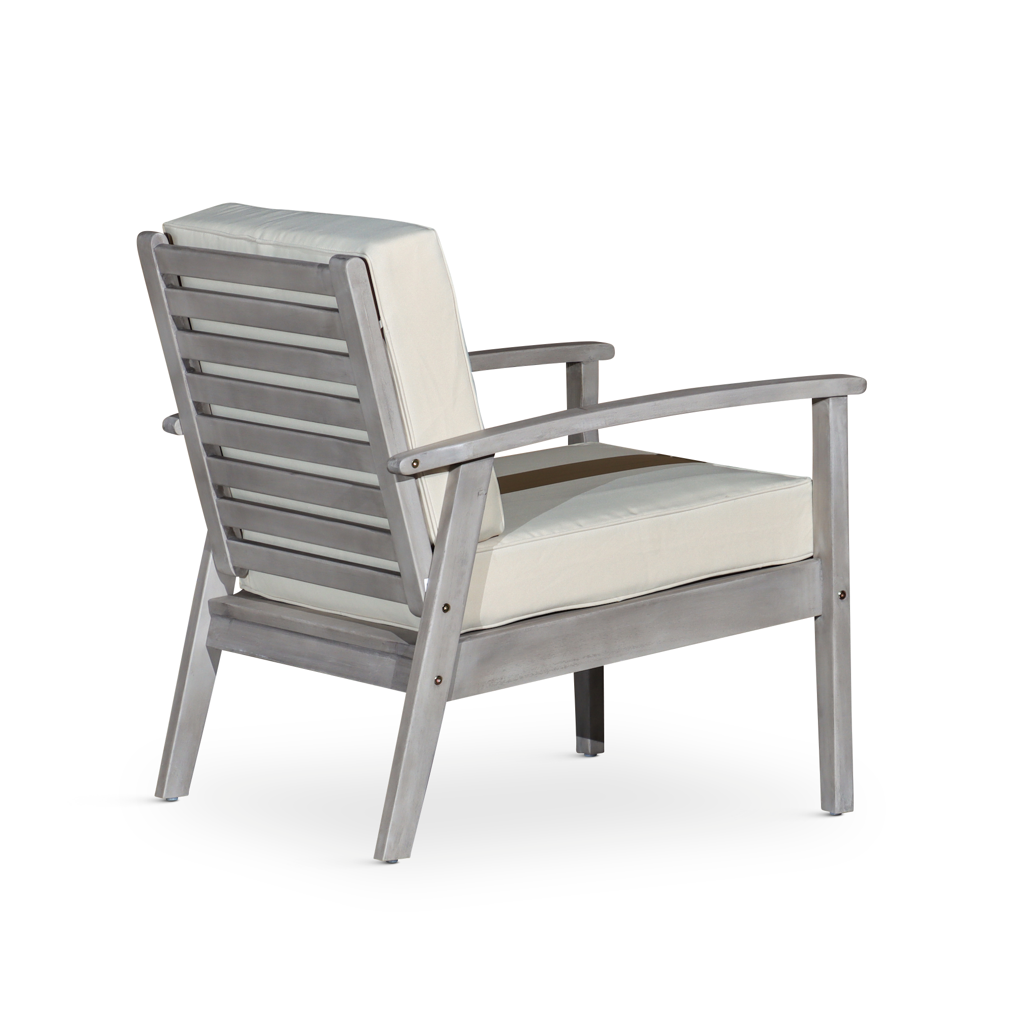 Deep Seat Eucalyptus Chair, Silver Gray Finish, Navy Cushions Silver Grey Eucalyptus