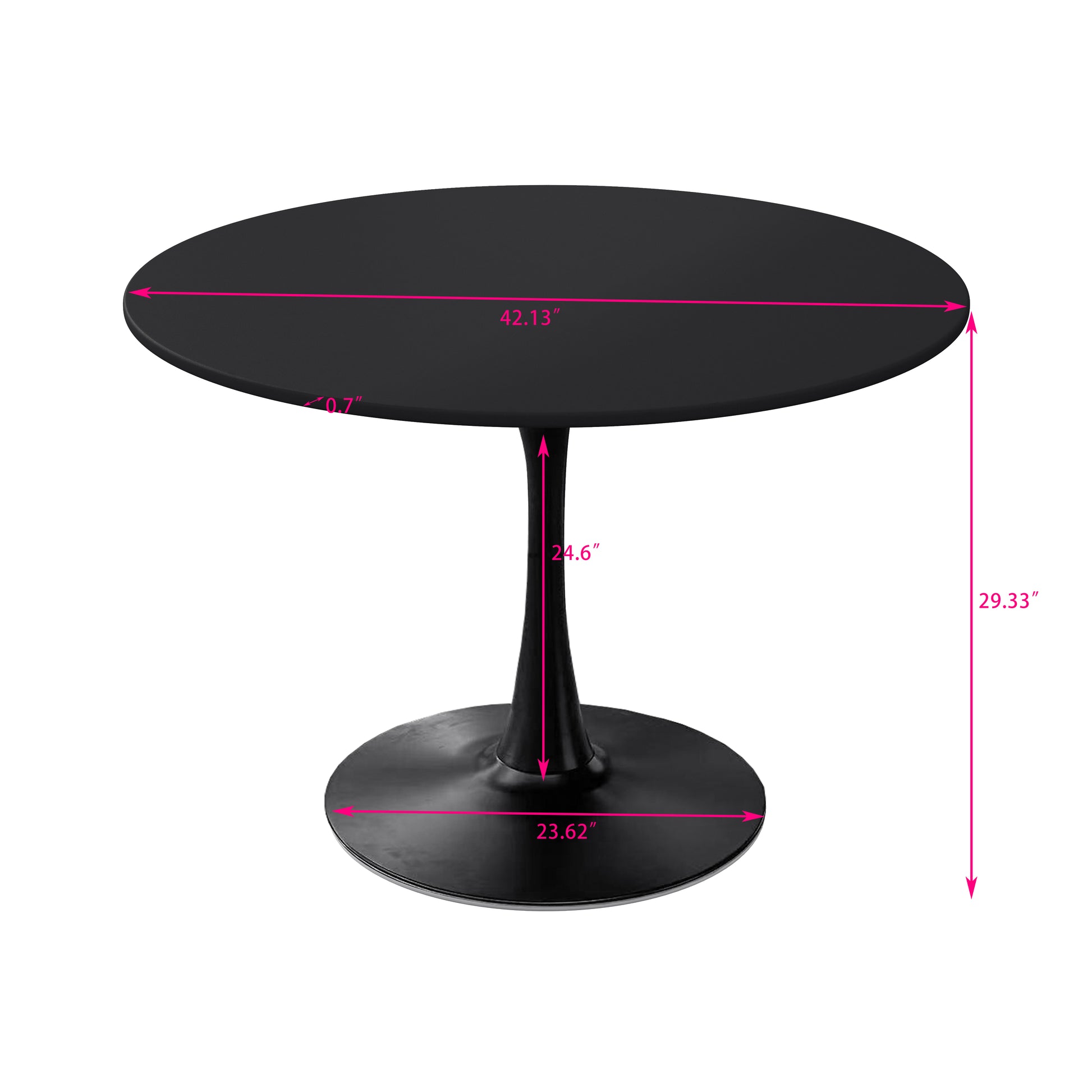 42.12"Modern Round Dining Table With Round Mdf Table Top,Metal Base Dining Table, End Table Leisure Coffee Table Black Mdf
