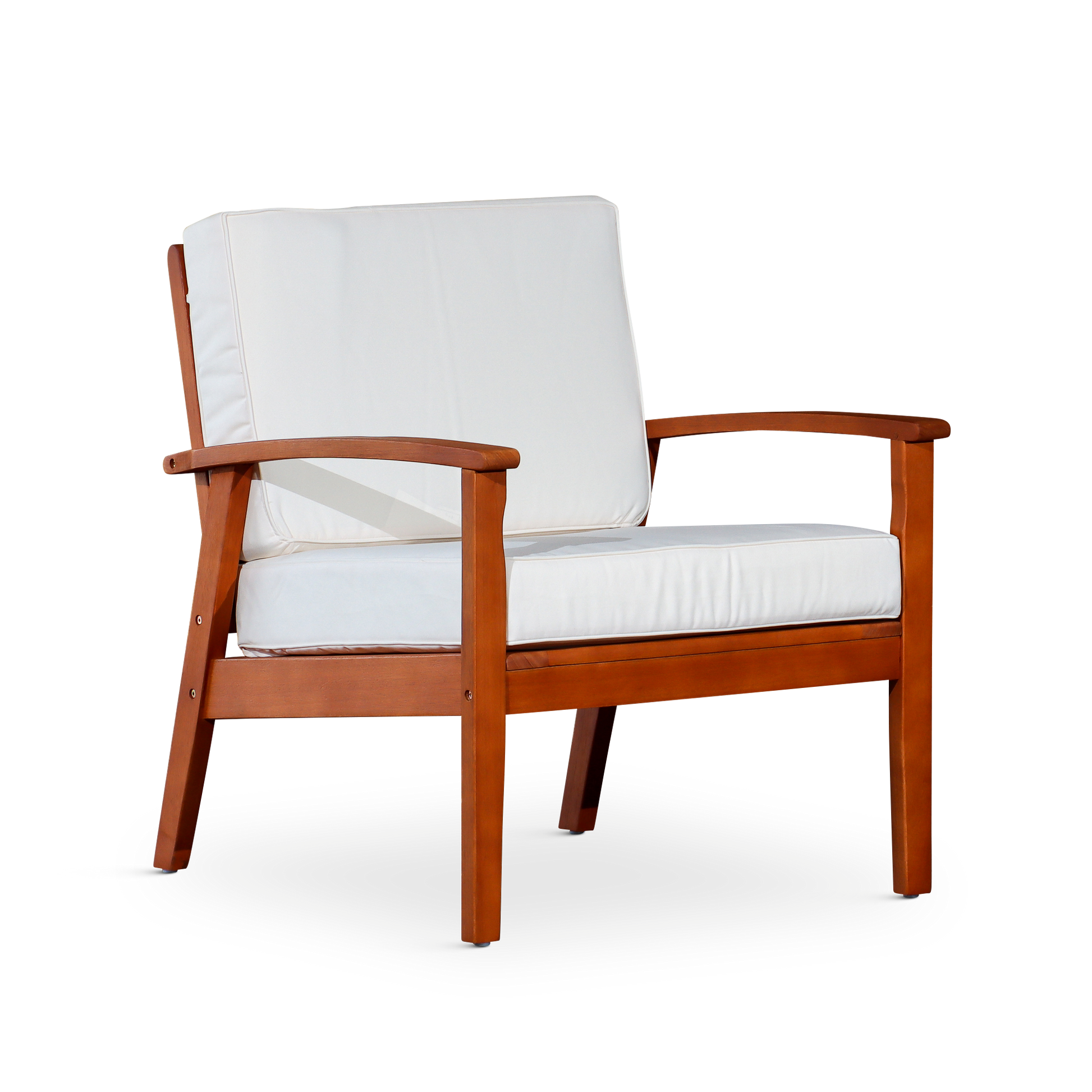 Deep Seat Eucalyptus Chair, Natural Oil Finish, Burdy Cushions Natural Eucalyptus