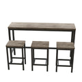 Modern Design Kitchen Dining Table, Pub Table, Long Dining Table Set With 3 Stools, Easy Assembly, Brown Gray Same Sku:W75753849 Brown Gray Mdf