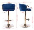 Set Of 2 Bar Stools,With Chrome Footrest And Base Swivel Height Adjustable Mechanical Lifting Velvet Golden Leg Simple Bar Stool Navy Navy Foam Fabric