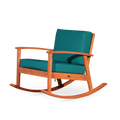 Eucalyptus Rocking Chair With Cushions, Natural Oil Finish, Dark Green Cushions Natural Eucalyptus