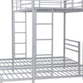 Full Over Twin&Twin Size Bunk Bed With Built In Shelf, Silver Full Silver Metal