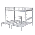 Full Over Twin&Twin Size Bunk Bed With Built In Shelf, Silver Full Silver Metal