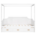 Twin Size Wooden Canopy Daybed With 3 In 1 Storage Drawers,White White Pine