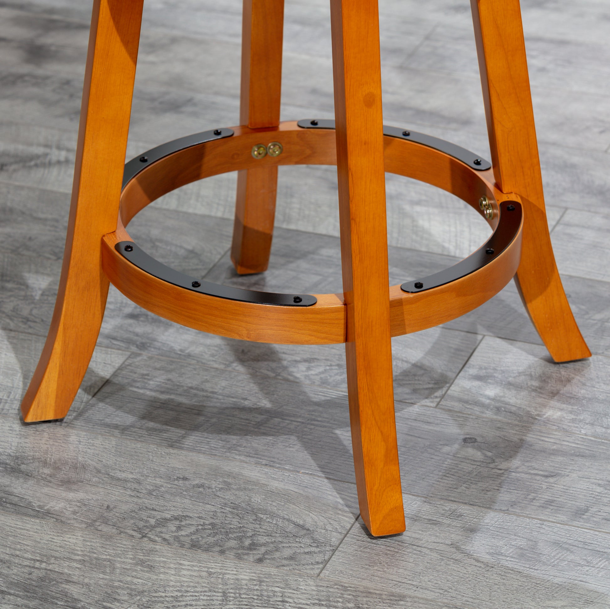 30" Bar Height X Back Swivel Stool, Natural Finish, Beige Fabric Seat Natural Fabric