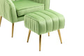 Velvet Accent Chair With Ottoman, Modern Tufted Barrel Chair Ottoman Set For Living Room Bedroom, Golden Finished, Grass Green Grass Green Foam Velvet