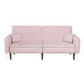 Convertible Sofa Bed With Wood Legs In Velvet Pink Pink Foam Velvet