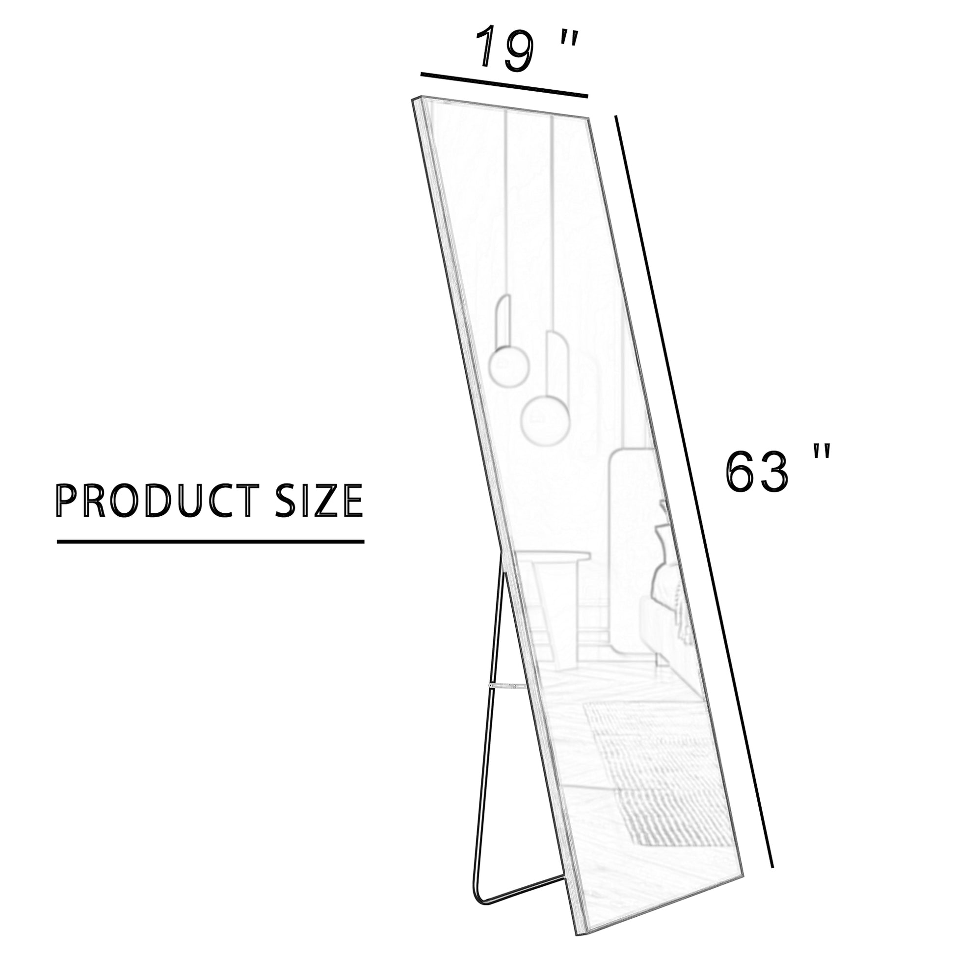 Brown Solid Wood Frame Full Length Mirror, Dressing Mirror, Bedroom Home Porch, Decorative Mirror, Clothing Store, Floor Mounted Large Mirror, Wall Mounted.63"*19" Brown Glass