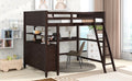 Full Size Loft Bed With Drawers And Desk, Wooden Loft Bed With Shelves Espresso Old Sku:Lt001529Aap Espresso Solid Wood