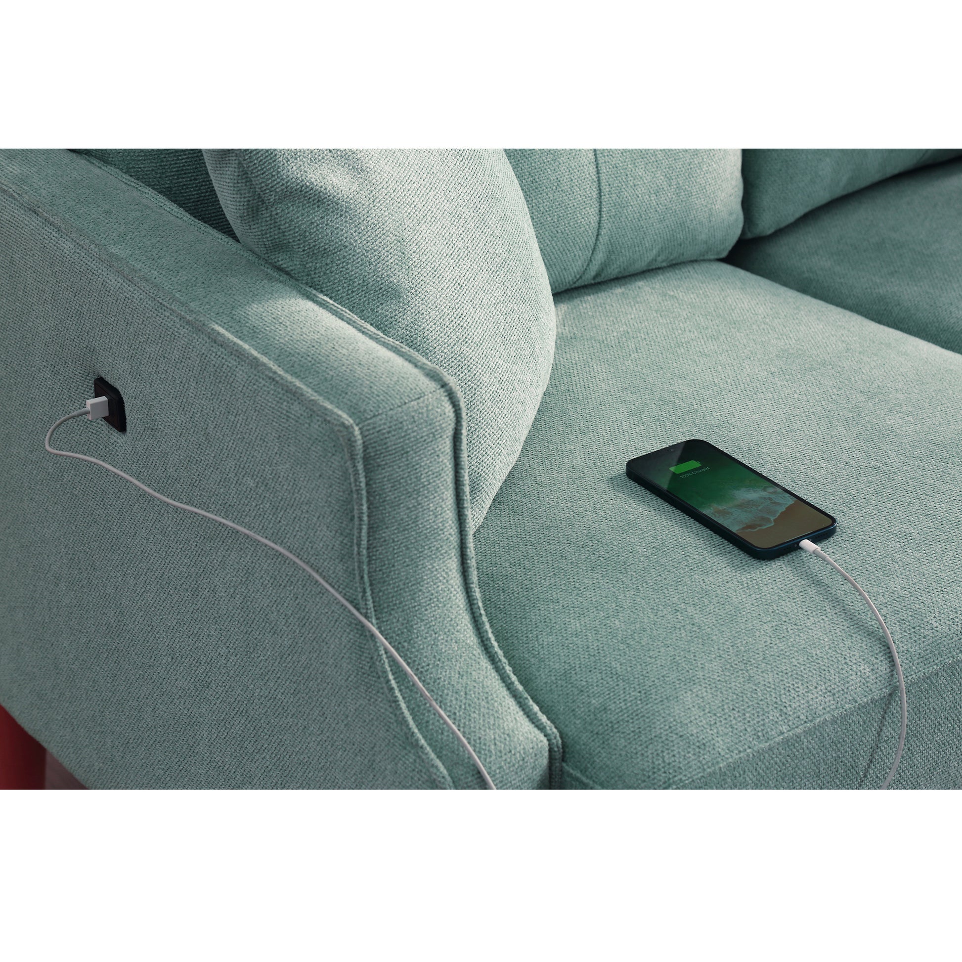 Living Space Sofa 3 Seater With Waterproof Fabricusb Charge Port Blue Foam Fabric 3 Seat