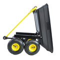 Folding Car Poly Garden Dump Truck With Steel Frame, 10 Inches. Pneumatic Tire, 300 Lb Capacity Body 55L Black Black Metal