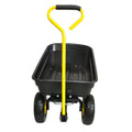 Folding Car Poly Garden Dump Truck With Steel Frame, 10 Inches. Pneumatic Tire, 300 Lb Capacity Body 55L Black Black Metal