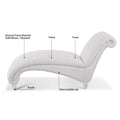 Tufted Armless Chaise Lounge White Fabric